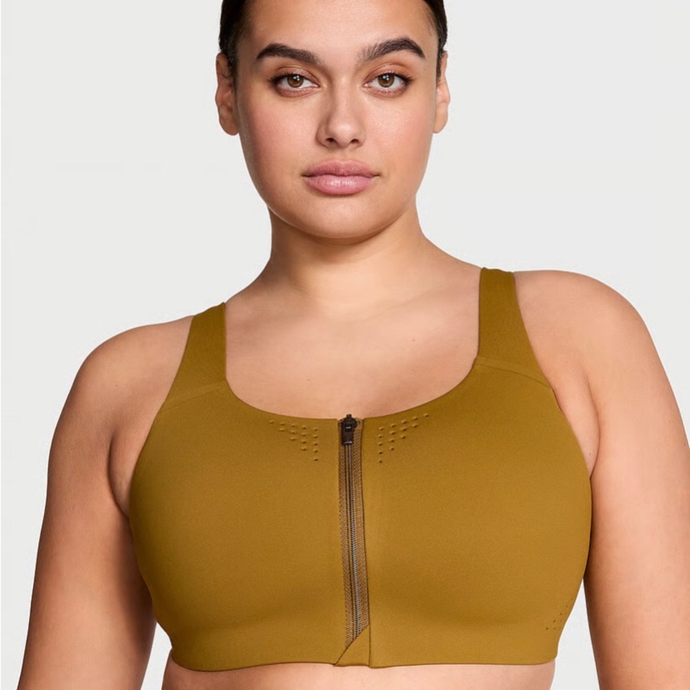 Victoria Secret Everyday Front-Zip Sports Bra in Mustard 38C